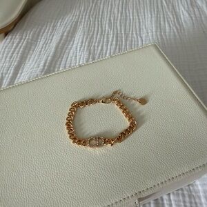 Dior Gold Chain Bracelet with Crystal Detail
